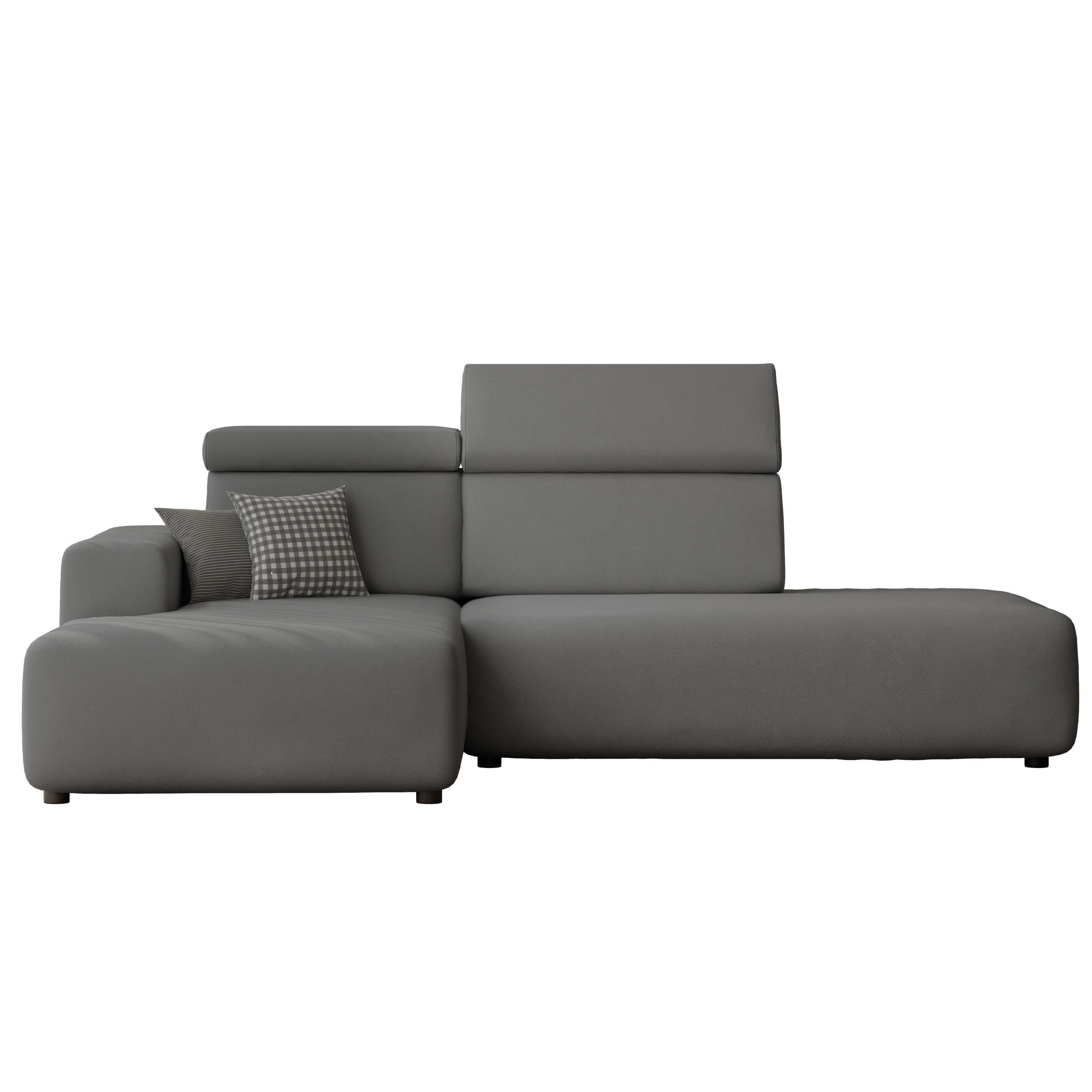 ECKSOFA RICO Links, Stoff Dunkelgrau - Dunkelgrau, Textil (260/186cm) - Idohome