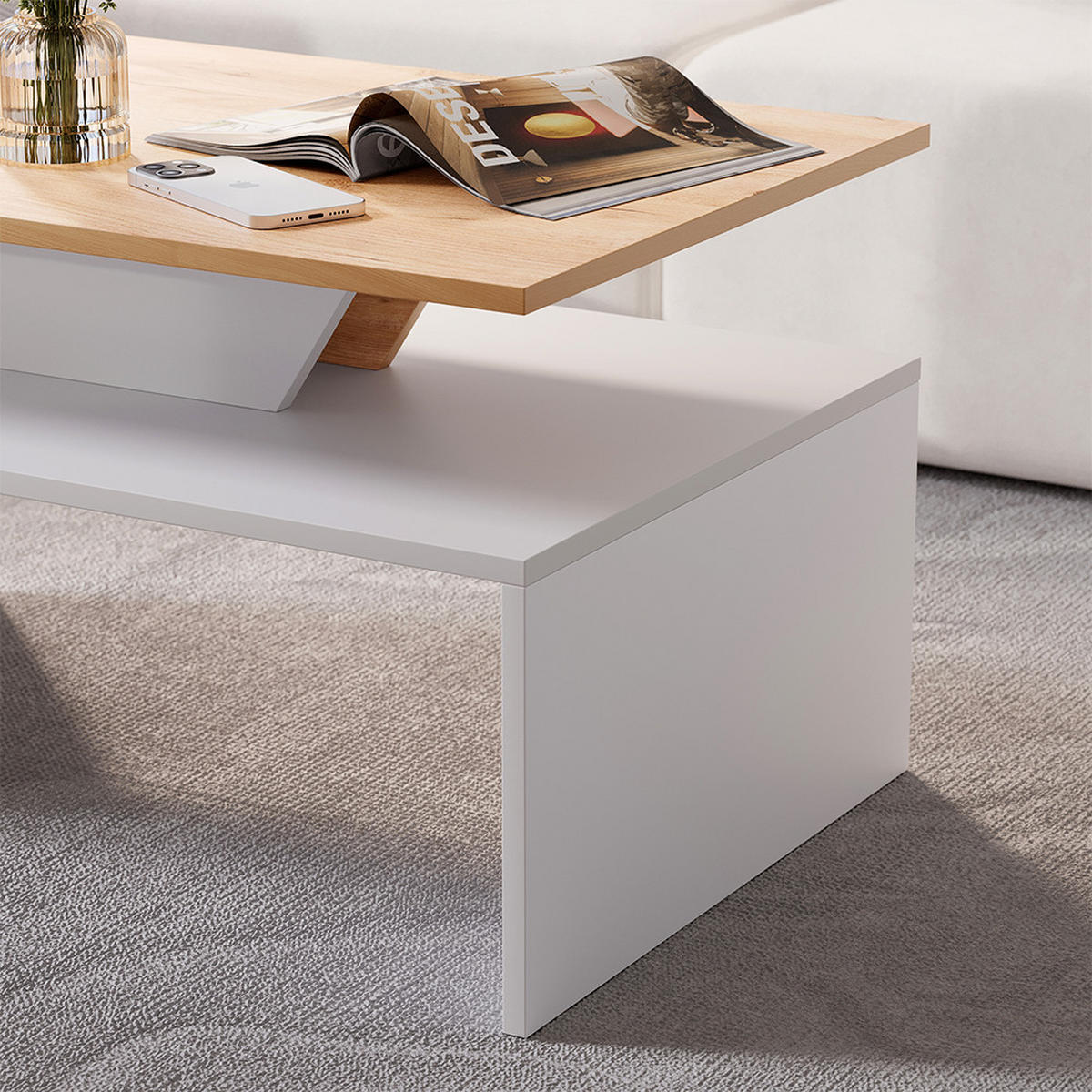 KONFERENČNÍ STŮL Arden Bílá/Artisan - bílá, kompozitní dřevo (52.6/80/45.4cm) - Vicco