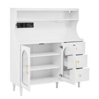 BUFFET in Weiß mit Weinglashaltern und Stauraum für Esszimmer und Küche, B120/T40/H138.5 cm - Transparent/Weiß, Glas/Holzwerkstoff (120/138.5/40cm) - STILVORA