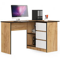 ECKSCHREIBTISCH Eichefarben, Weiß 124x85x77 cm - Eichefarben/Weiß, Holzwerkstoff (85/124/77cm) - Akord