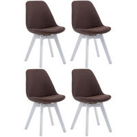 STUHL 4er Set Stoff braun - Weiß/Braun, Holz/Textil (48/84/55cm) - CLP