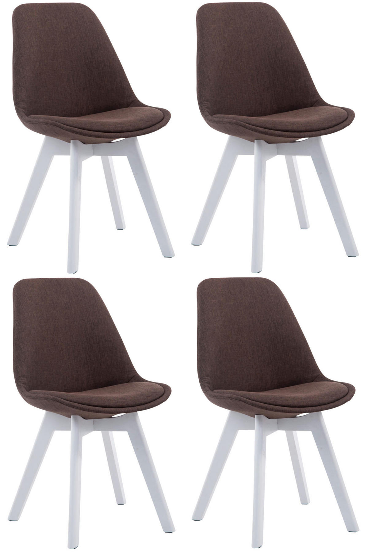 STUHL 4er Set Stoff braun - Weiß/Braun, Holz/Textil (48/84/55cm) - CLP