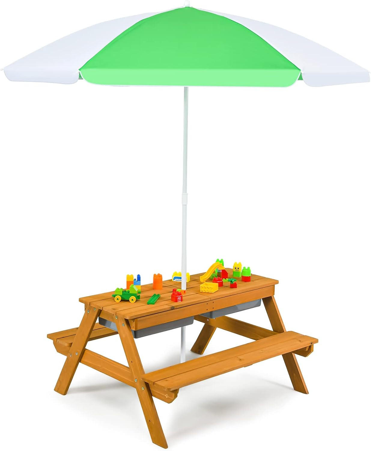 PIKNIKOVÝ STÔL 50 cm, biely - biela, drevo - COSTWAY