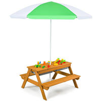 PIKNIKOVÝ STÔL 50 cm, biely - biela, drevo - COSTWAY