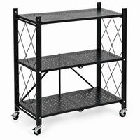 KLAPPREGAL Schwarz 3 Böden 90 cm - Schwarz, Metall (71/90/34cm) - Mat-Haus