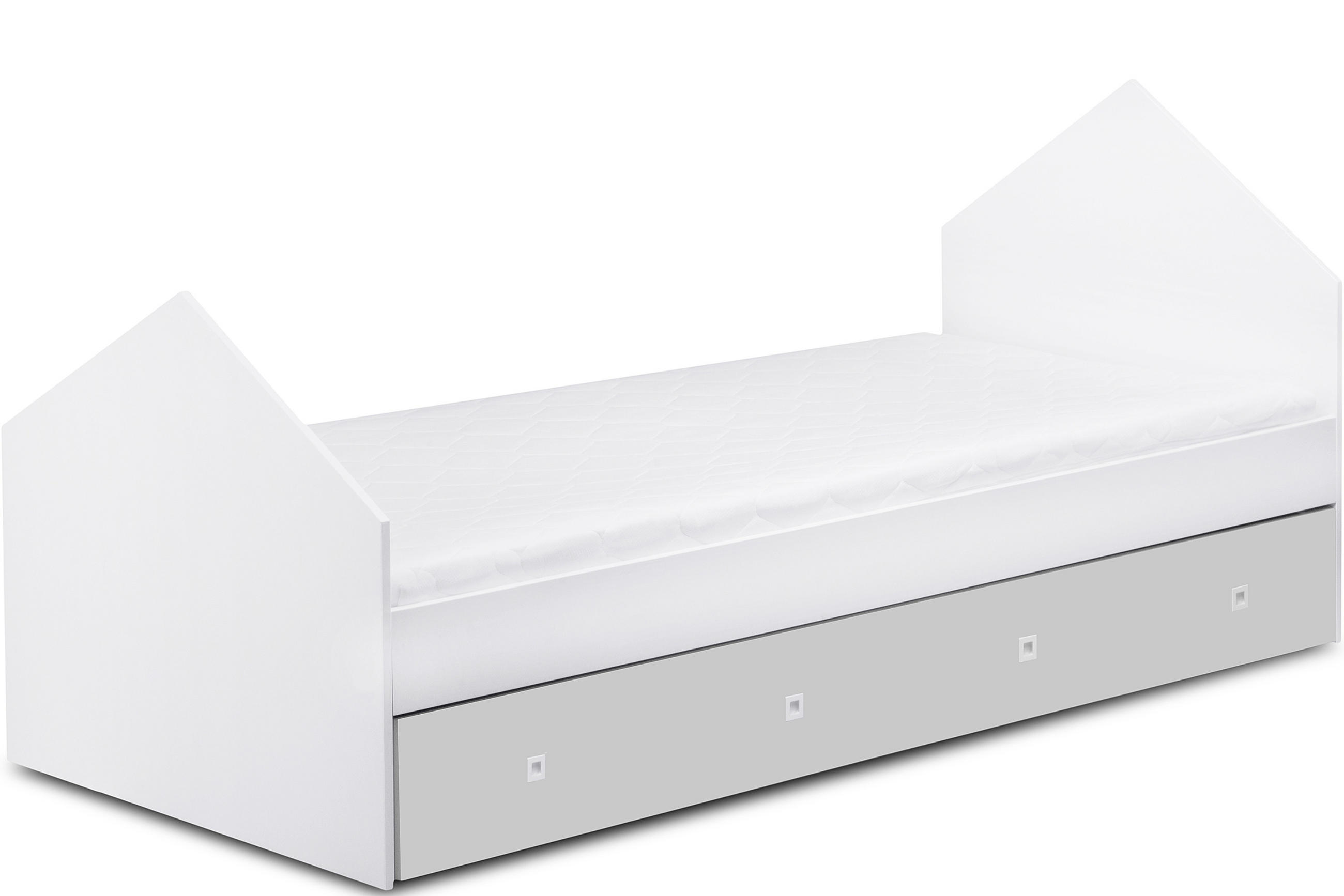 HAUSBETT MIRUM für Kinder, Weiß/Grau - Weiß/Grau, Holz (200/90cm) - KONSIMO®