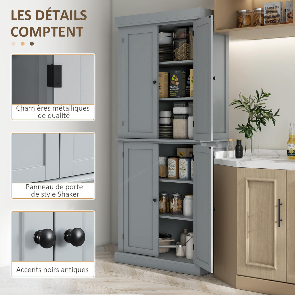 HIGHBOARD DE-11173 6 Ebenen, verstellbare Böden Grau - Grau, Holzwerkstoff (40.5/184/76cm) - ComfortXL