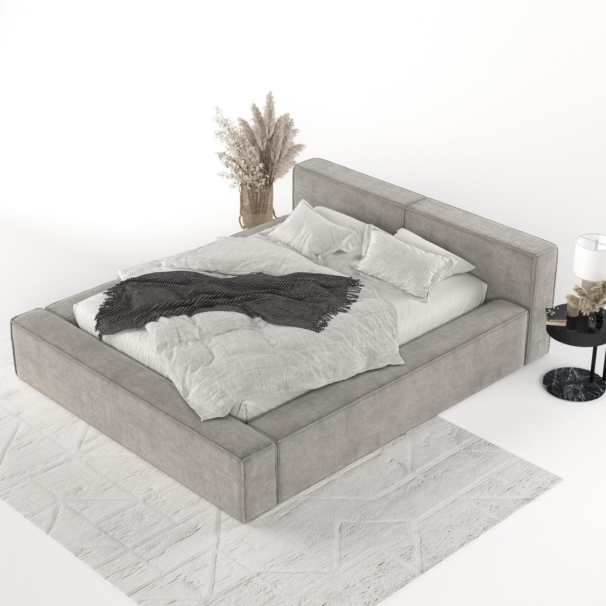 POLSTERBETT Casto mit Stauraum 180/200 cm Hellbeige im Bonita Stoff - Beige/Schwarz, Holz/Holzwerkstoff (180/200cm) - AltaBeds