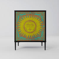 SIDEBOARD SUNSHINE EULOGY, Schwarz, 57,5x42x72,5 cm, Schwarze Metallfüße - Multicolor/Schwarz, Holzwerkstoff/Metall (57.5/72.5/42cm) - SpaceRebels