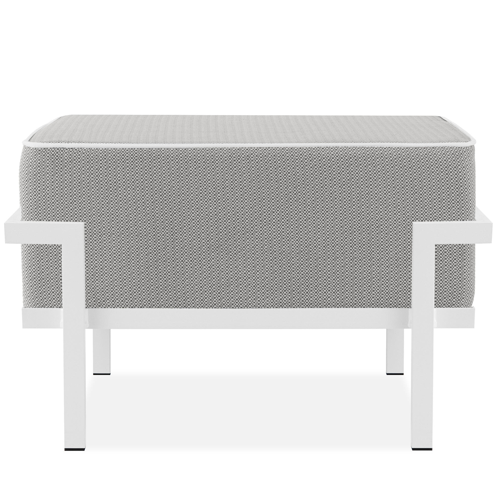 GARTENLOUNGE-HOCKER TRIGLO auf Metallfüßen, Modern, Weiß - Dunkelgrau/Weiß, Textil/Metall (69/44/54cm) - KONSIMO®