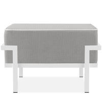 GARTENLOUNGE-HOCKER TRIGLO auf Metallfüßen, Modern, Weiß - Dunkelgrau/Weiß, Textil/Metall (69/44/54cm) - KONSIMO®