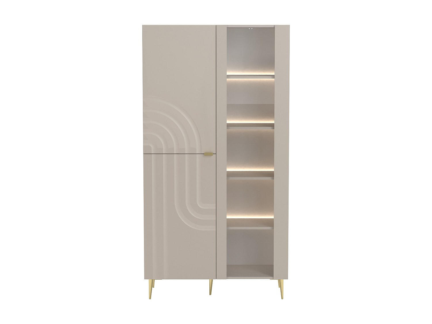 Vente-Unique Vitrinenschrank Beige 100x190.5x45 cm
