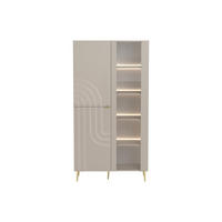 VITRINENSCHRANK - 100 x 45 - glas - beige Lesfara - Beige, Glas/Holz (100/190.5/45cm) - Vente-Unique