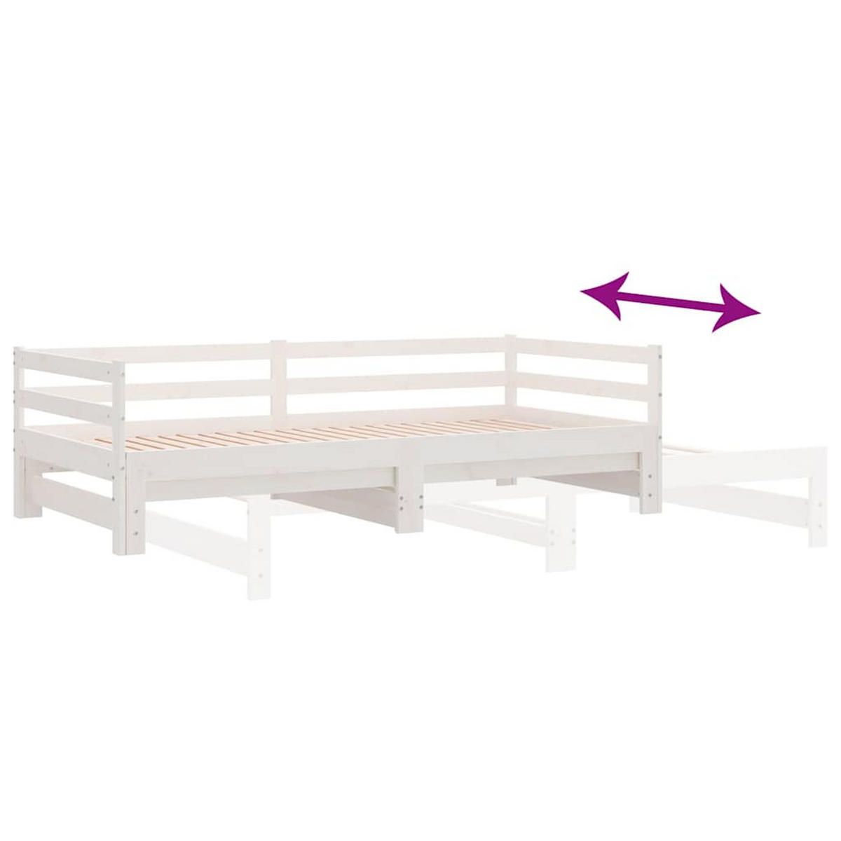AUSZIEHBARES Tagesbett Weiss Massivholz Kiefer 90/200 Cm - Weiß, Textil (90/200cm) - vidaXL