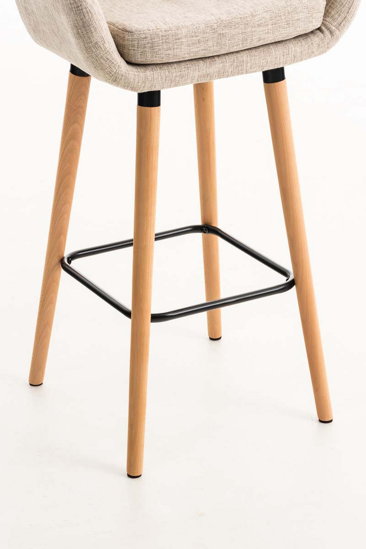 BARHOCKER Grande, 2er Set, Gestell Holz, Stoff Creme - Creme/Braun, Holz/Textil (55/99/46cm) - TPFLiving