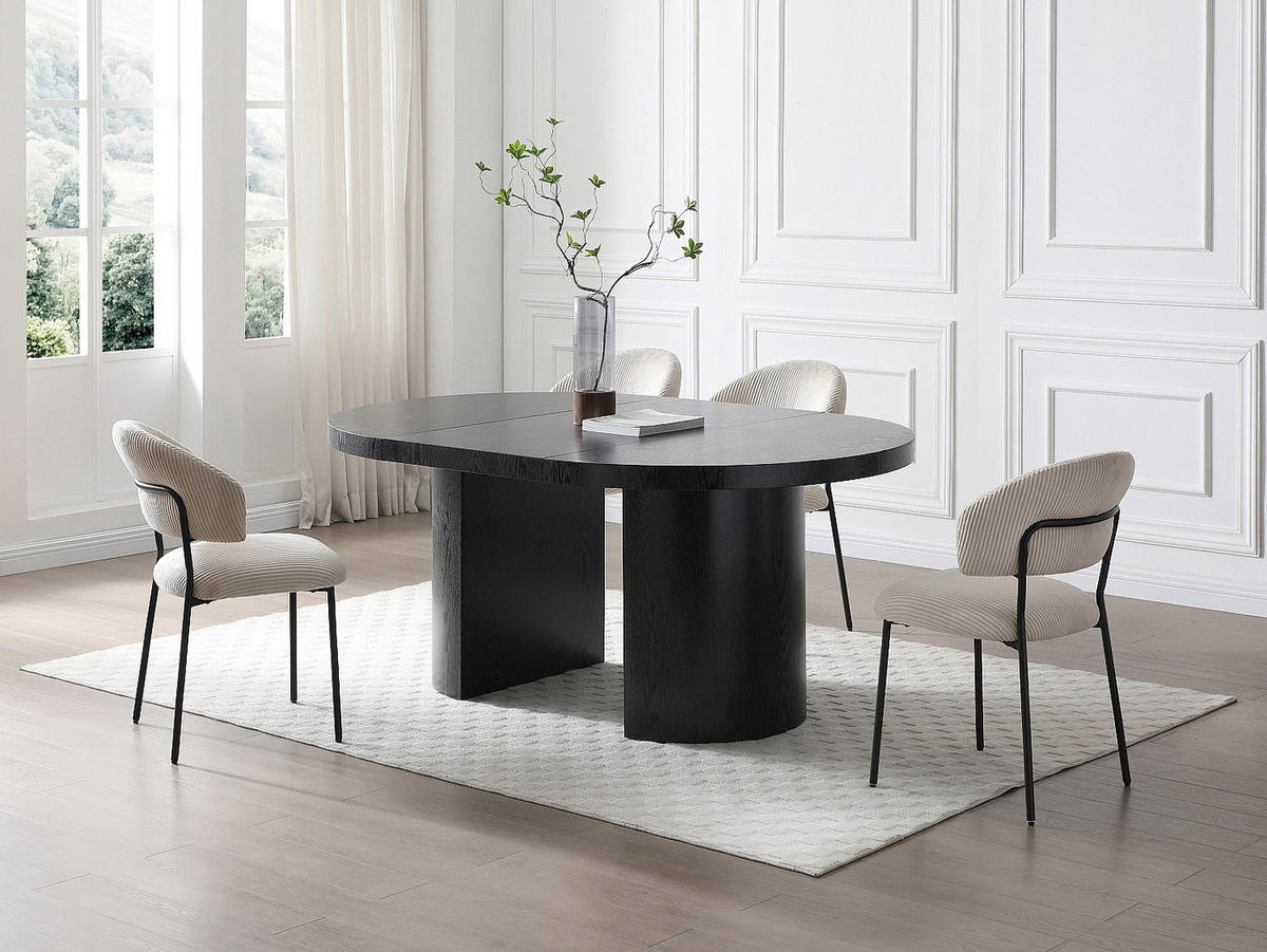 STUHL 6er-Set - Cord & schwarzes Metall - Beige - ALAYIS - Beige, Textil (60/83/53cm) - Vente-Unique