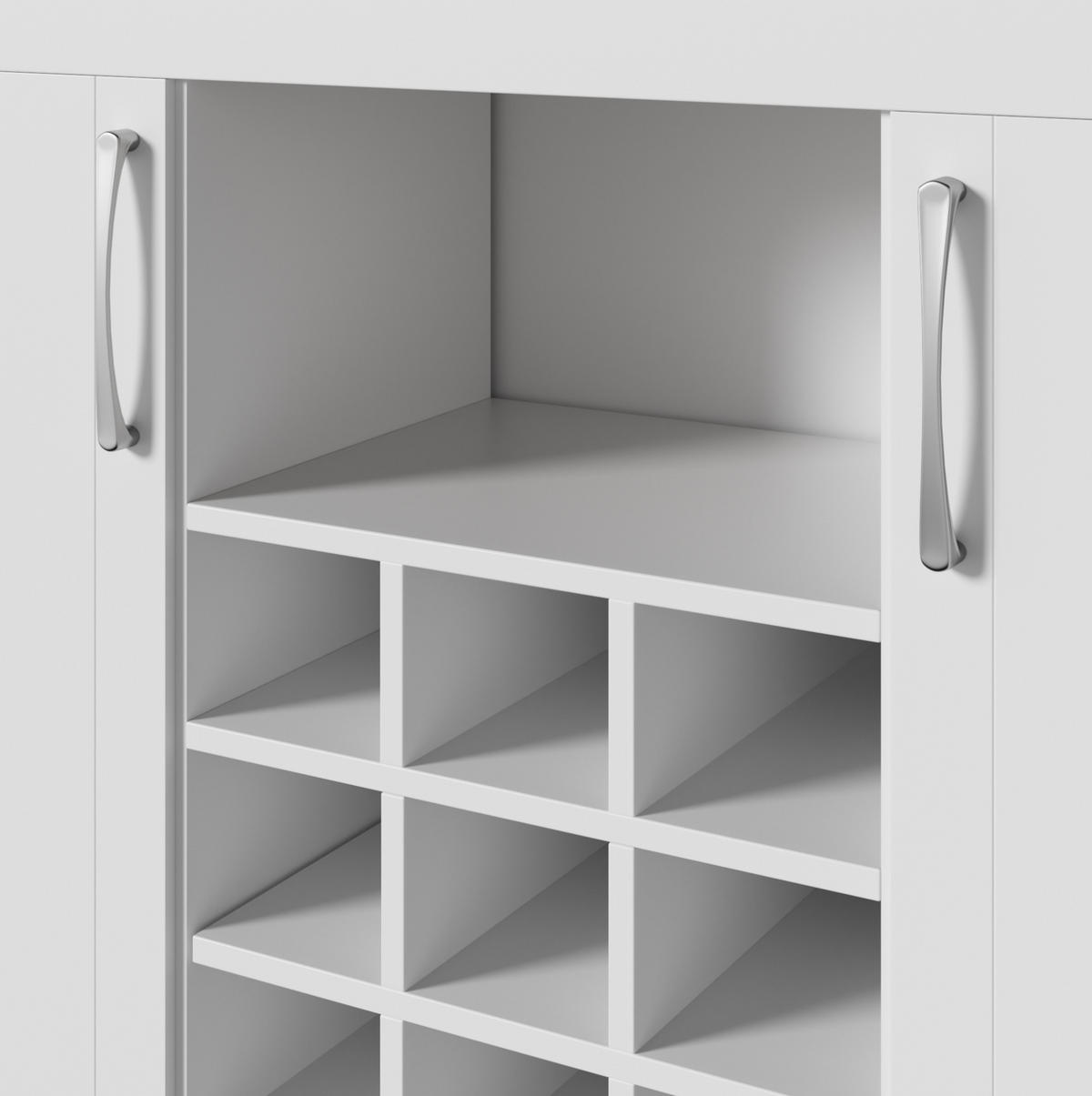 KÜCHENBUFFET aus Spanplatte 106x39x175 cm Weiß und Naturholzfarbe mit Glastüren, Weinregal und Hakenleiste - Weiß, Holzwerkstoff (106/175/39cm) - IVMEU