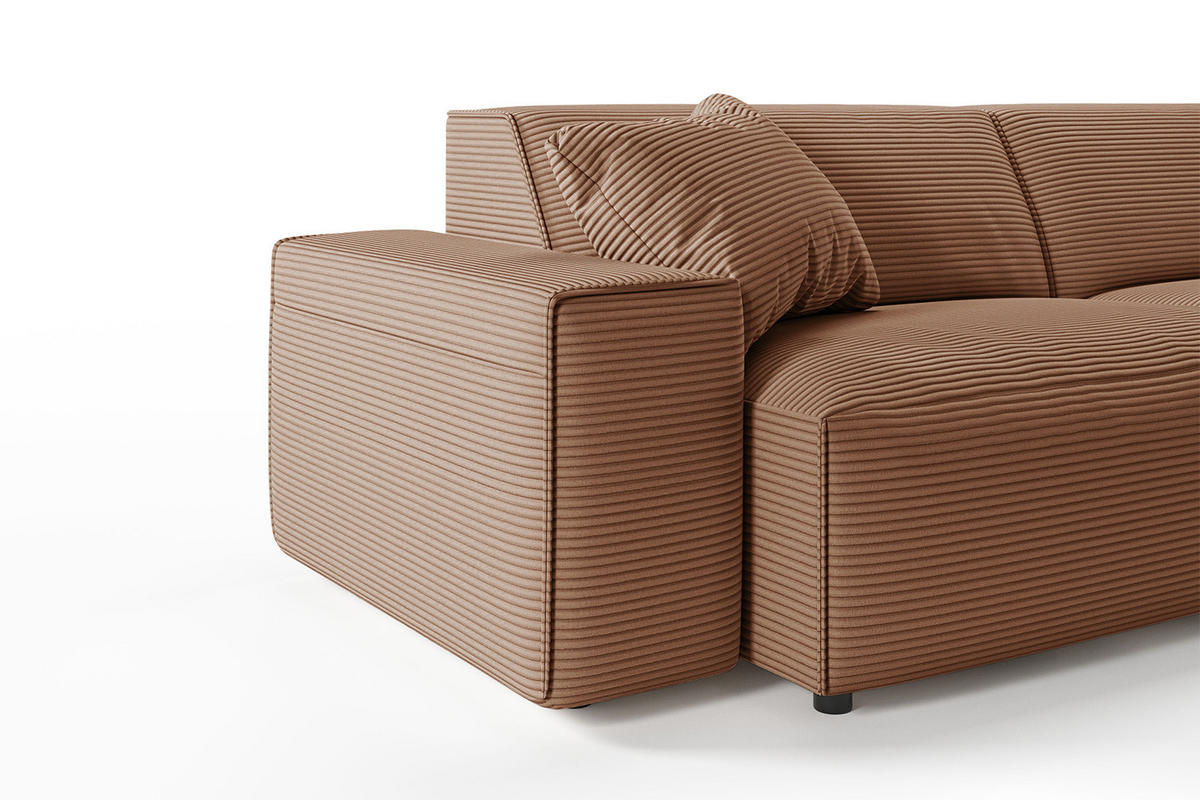 ECKSOFA RANI Braun Cord - Dunkelbraun/Schwarz, Kunststoff/Textil (299/189cm) - KAWOLA