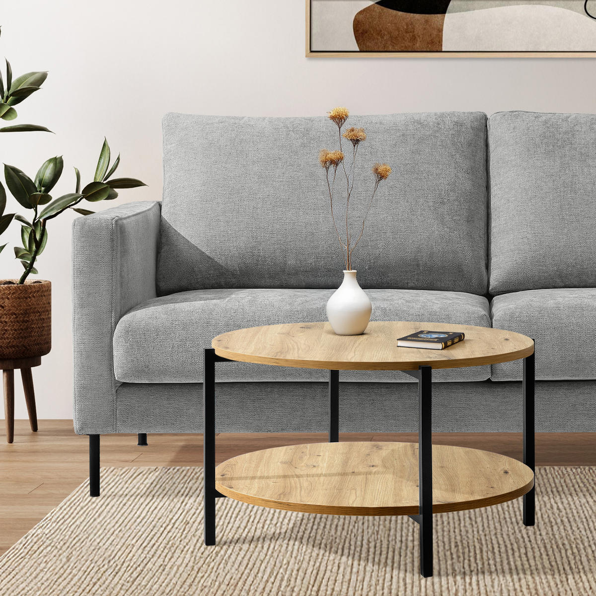 COUCHTISCH HEIRO Kaffeetisch - Eiche Artisan, Holzwerkstoff/Metall (69/69/45cm) - KONSIMO®