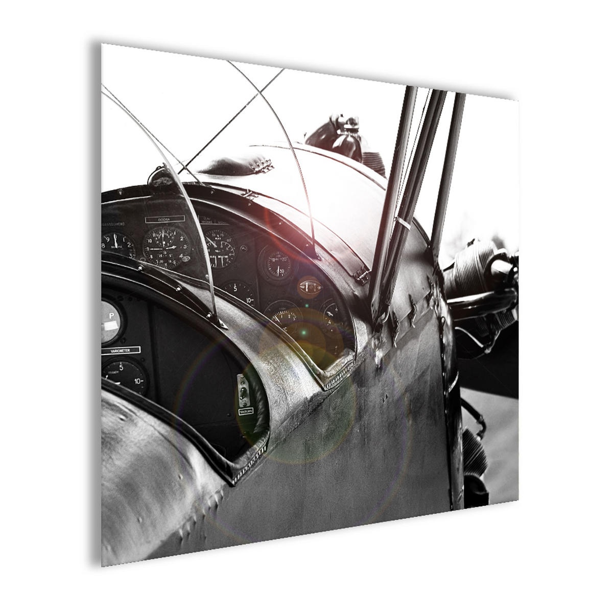 GLASBILD 30x30 cm Flugzeugcockpit - Anthrazit, Glas (30/30cm) - artissimo