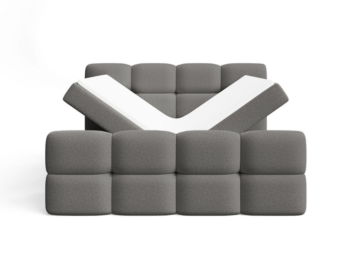 BOXBETT Rivon 140x200 Bouclé-Stoff Grau - Grau, Holz/Textil (140/200cm) - Graingold