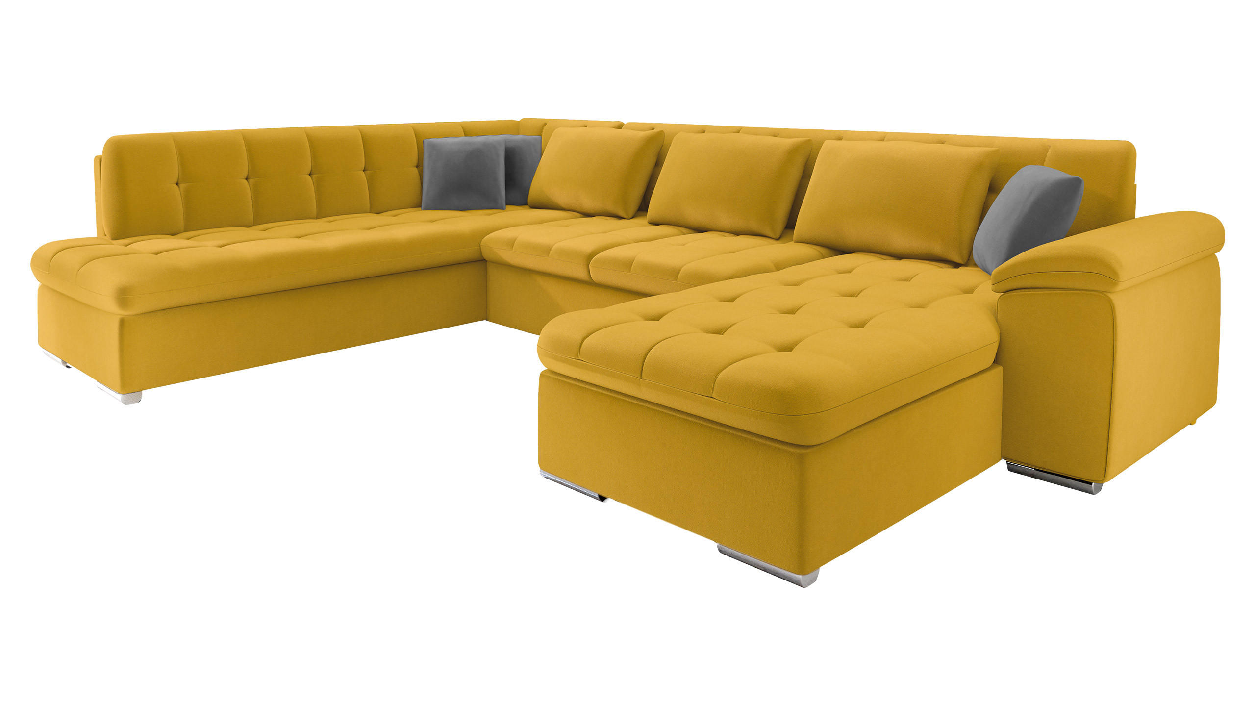 WOHNLANDSCHAFT Niko Bis Premium, Seite: Rechts - Gelb, Holz/Textil (348/76/205cm) - MIRJAN24