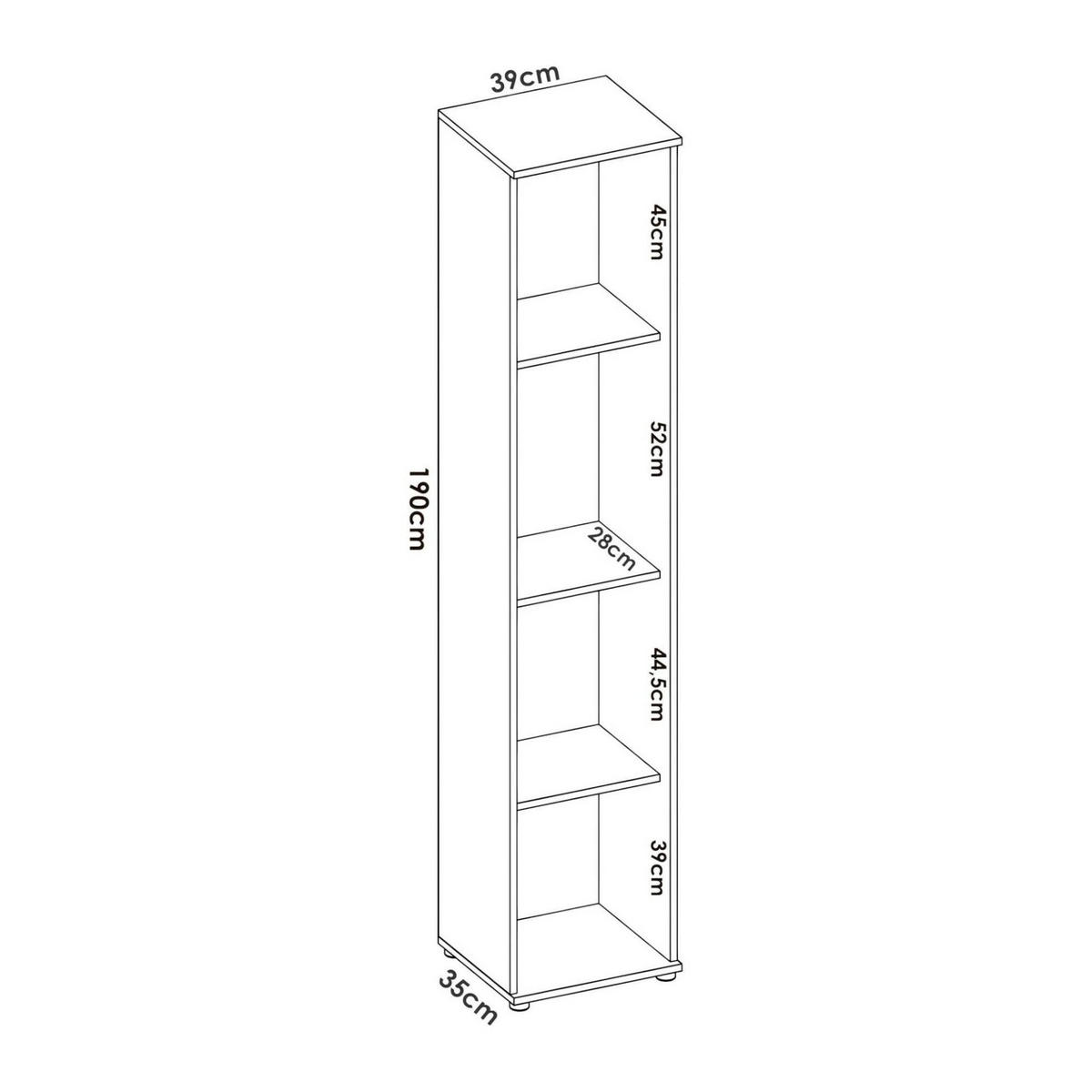 MEHRZWECKSCHRANK Holz-Effekt Weiß 35x39h190 - Weiß, Holzwerkstoff (39/190/35cm) - DMORA
