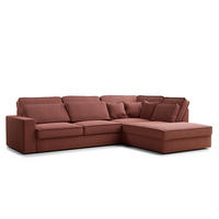 ECKSOFA Kirou Korallenfarbe Webstoff - Rechts Seite - Koralle/Schwarz, Holz/Holzwerkstoff (225/311cm) - Maison de Reve