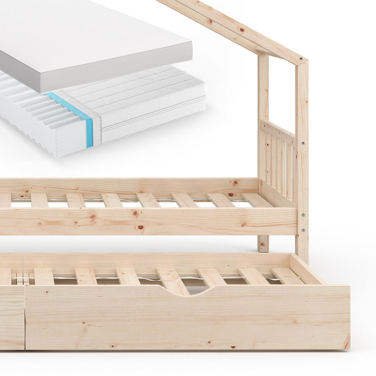 DOMEČKOVÁ POSTEL Design Přírodní dřevo - přírodní, dřevo (90/200cm) - VitaliSpa