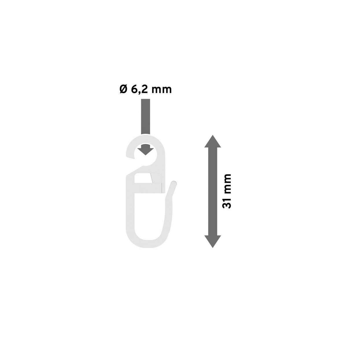 FALTENHAKEN/ÜBERKLIPSHAKEN MIT FALTENLEGEHAKEN Öse 6,2 mm, Glasklar, Packung 10 Stück - Transparent, Kunststoff (1.2/3.1/1cm) - INTERDECO