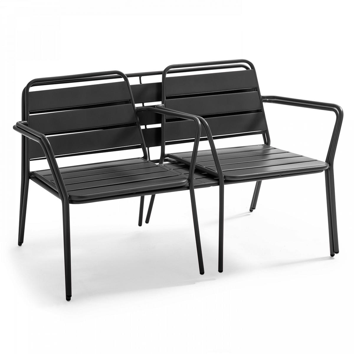 GARTENMÖBEL 5-tlg., Grau - Grau, Metall - Oviala