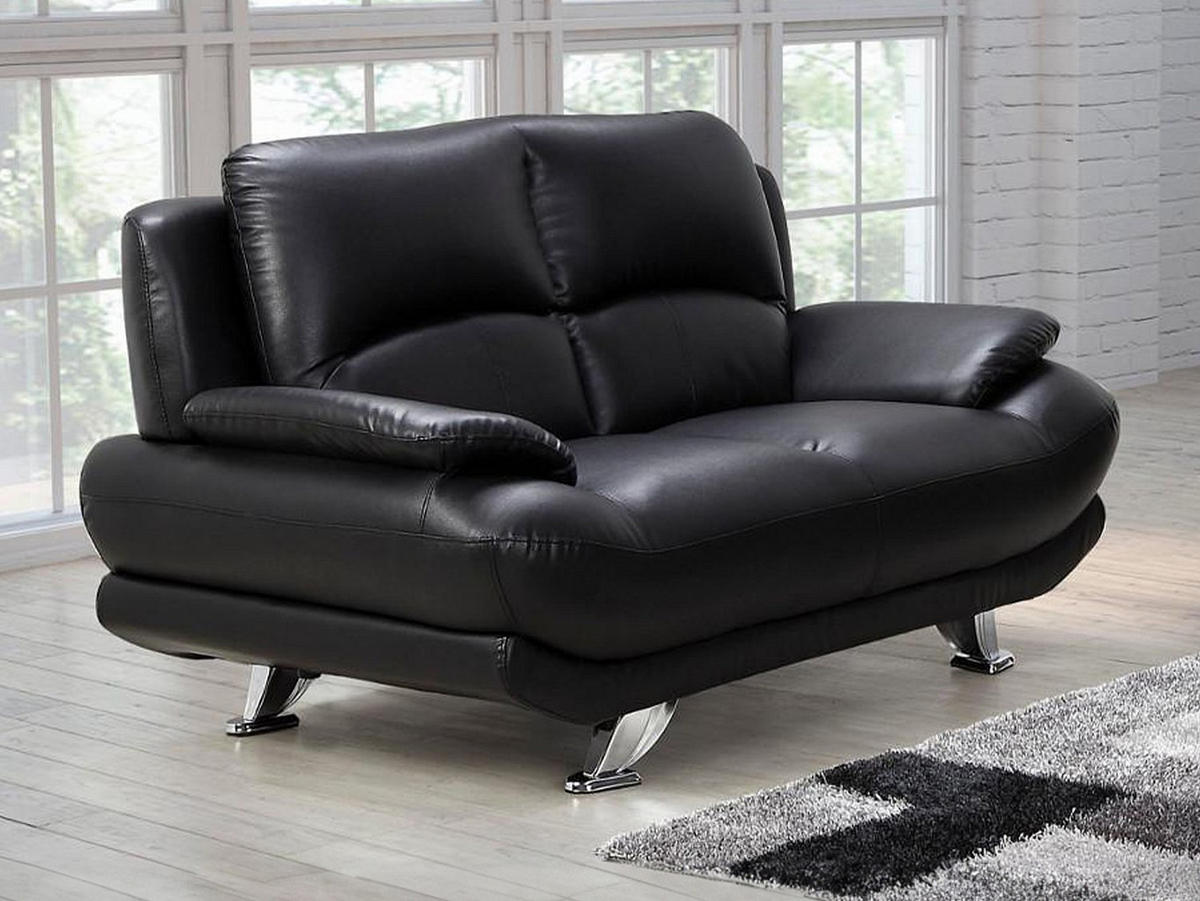 SOFA ohne Schlafmöglichkeit - -Sitzer - Kunstleder - Schwarz - - Schwarz, Leder (150/89/91cm) - Vente-Unique