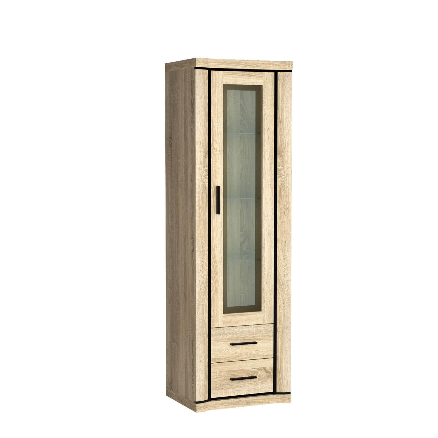 VITRINE Dallas D-16 Eiche Sonoma - Sonoma Eiche, Holzwerkstoff (58/192/45cm)