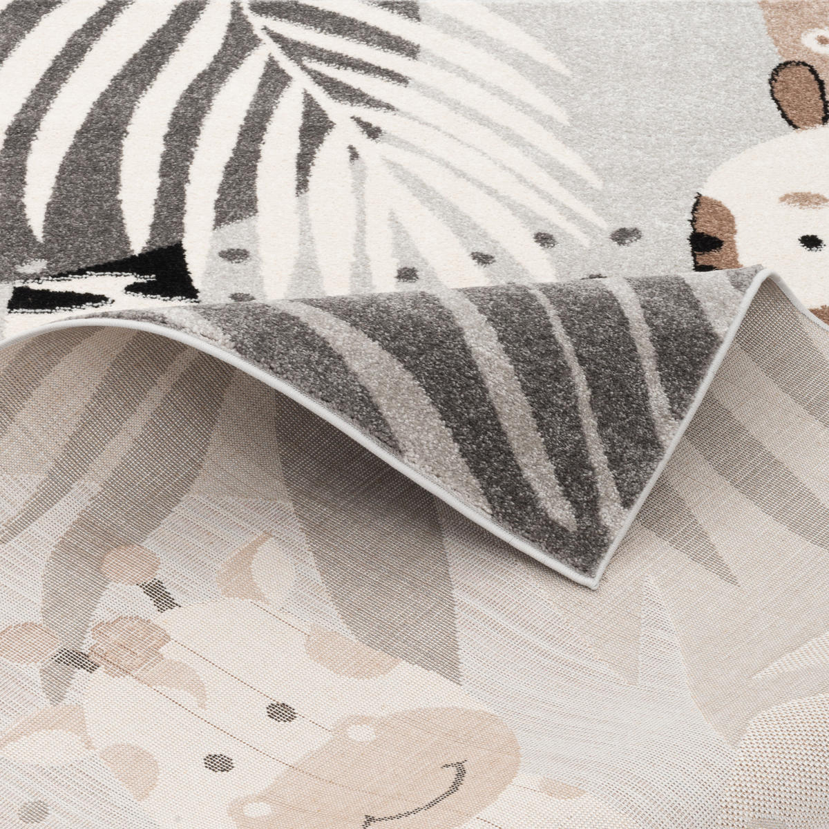 KINDER TEPPICH SOFTSTAR KIDS SAFARI FRIENDS - Grau, Textil (80/150cm) - Pergamon