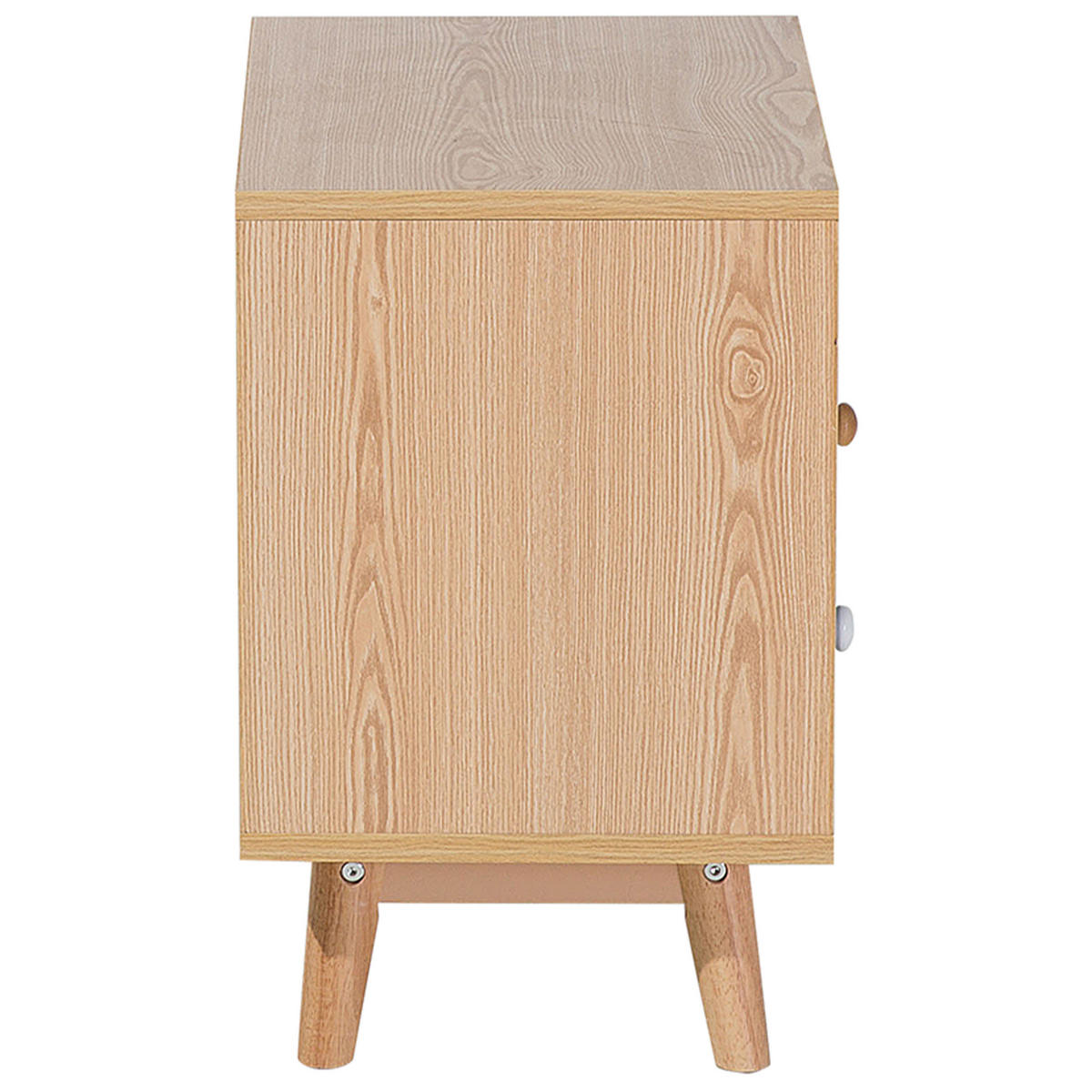 NACHTTISCH heller Holzfarbton 2 Schubladen Fargo - Braun/Weiß, Holzwerkstoff (40/48/30cm) - Beliani