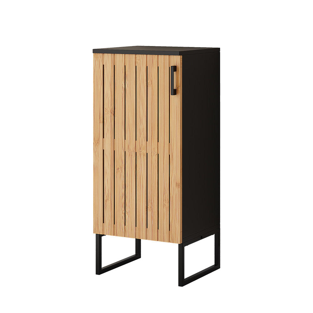 MIDISCHRANK Vayra Bambus 35 x 81 cm - Schwarz/Grün, Holzwerkstoff (35/81/31.5cm) - Vicco