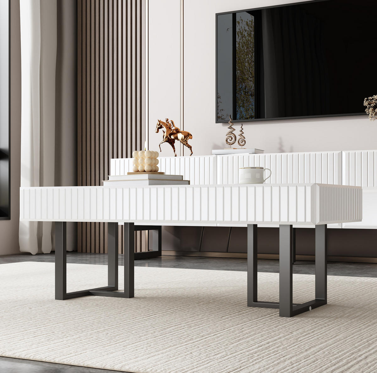 KLUBSKA miza, 110/50,5/41 cm, MDF in iverna plošča črna/bela - črna, leseni material (110/50.5/41cm) - BEAOK