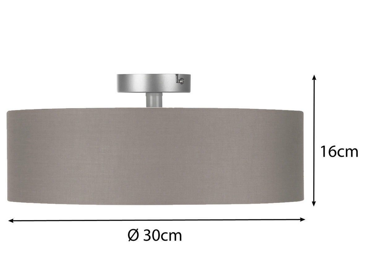 DECKENLAMPE Ø30cm, Lampenschirm Stoff Braun-Grau - Grau, Textil (30/30/16cm) - meineWunschleuchte