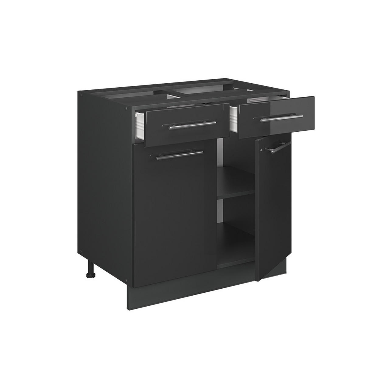SPODNÍ SKŘÍŇKA KUCHYŇSKÉ LINKY Fame-Line Antracitový vysoký lesk - antracitová/vysoce lesklá černá, kompozitní dřevo (80/82/60cm) - Vicco