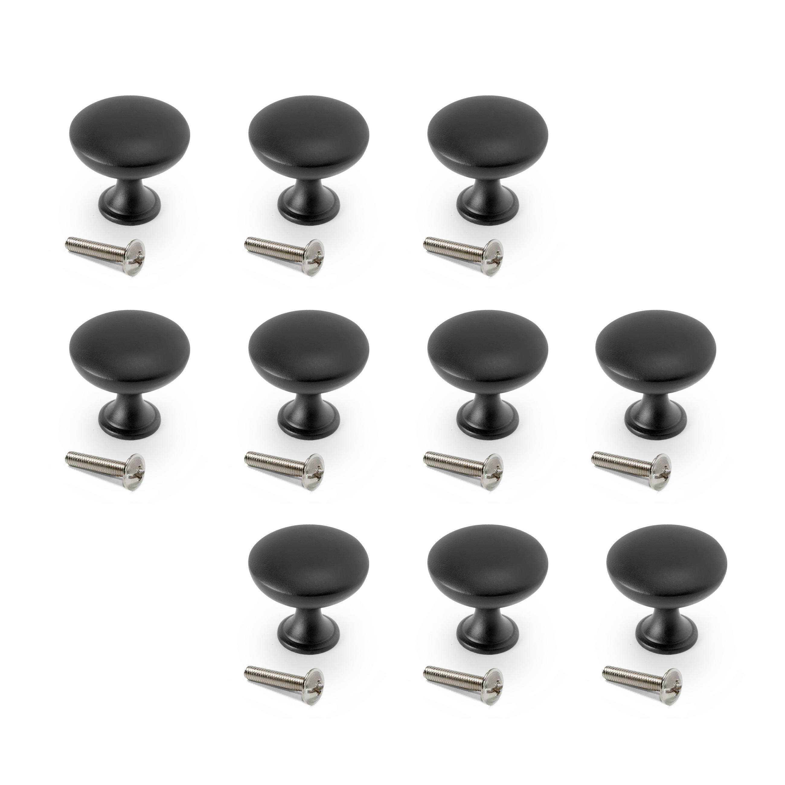 MÖBELKNÖPFE Cancún, Durchmesser 28.5mm, Zamak, Schwarz lackiert 10er-set - Schwarz, Kunststoff (12/3/18cm) - EMUCA