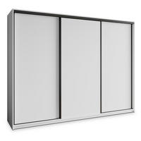 SCHWEBETÜRENSCHRANK NISSE 250/205/60 cm 3-türig mit Schubladen Weiß - Schwarz/Weiß, Holzwerkstoff (250/205/60cm) - MASSENO
