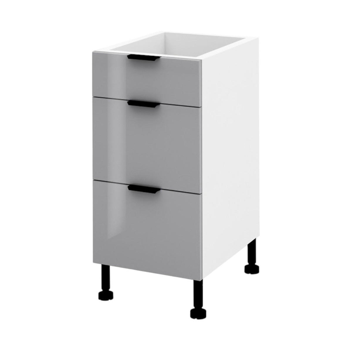 SCHUBLADENSCHRANK – 40 cm – Lunara – Grau Hochglanz - Grau, Holzwerkstoff (40/72/52cm) - hi-markt