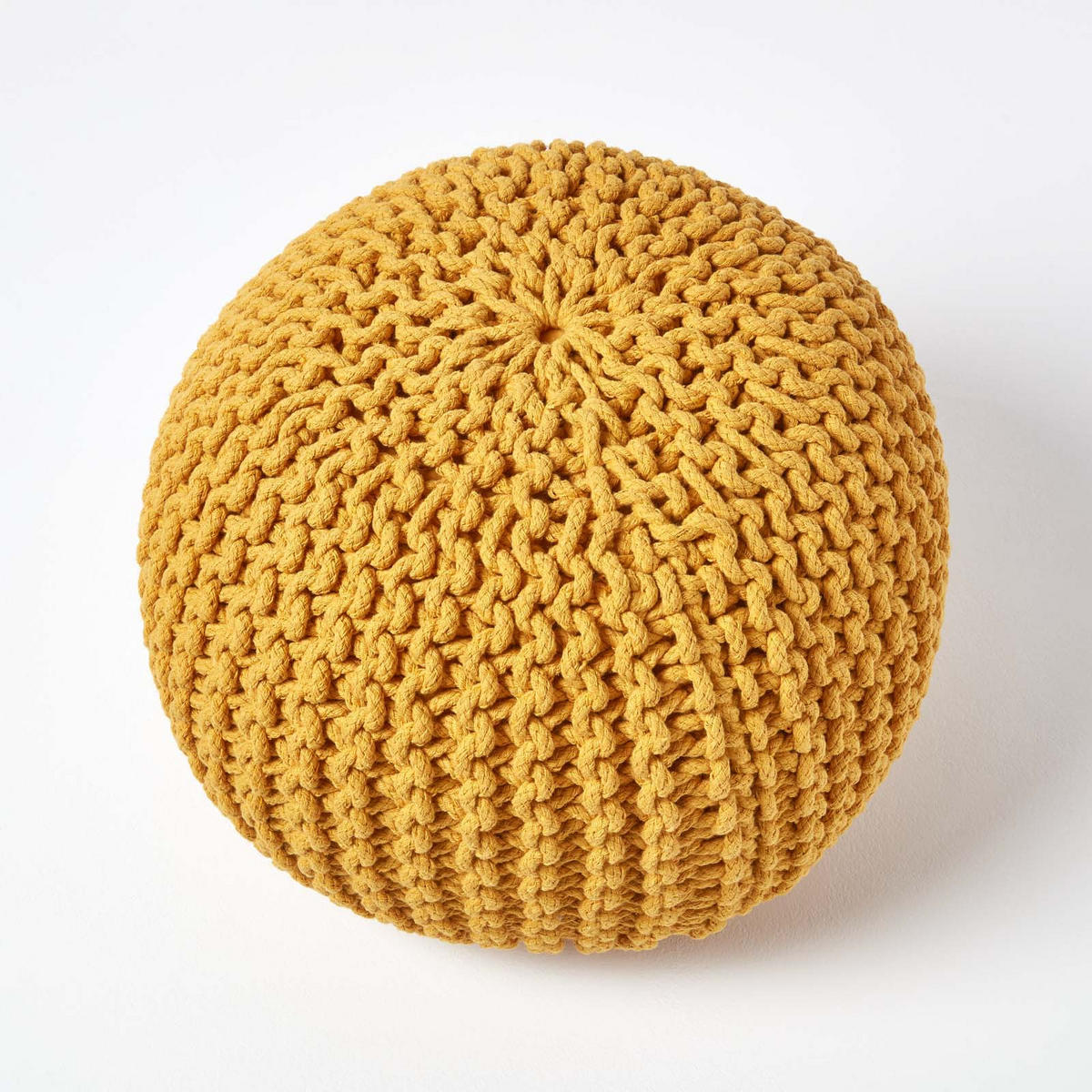 STRICK-POUF senfgelb, 40/40/35 cm - Currygelb, Textil (40/35/40cm) - Homescapes