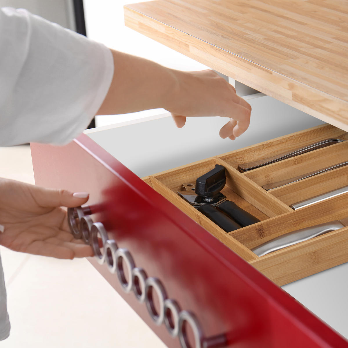 BESTECKKASTEN - Hellbraun, Holz/Holzwerkstoff (30.5/5/43cm) - Relaxdays