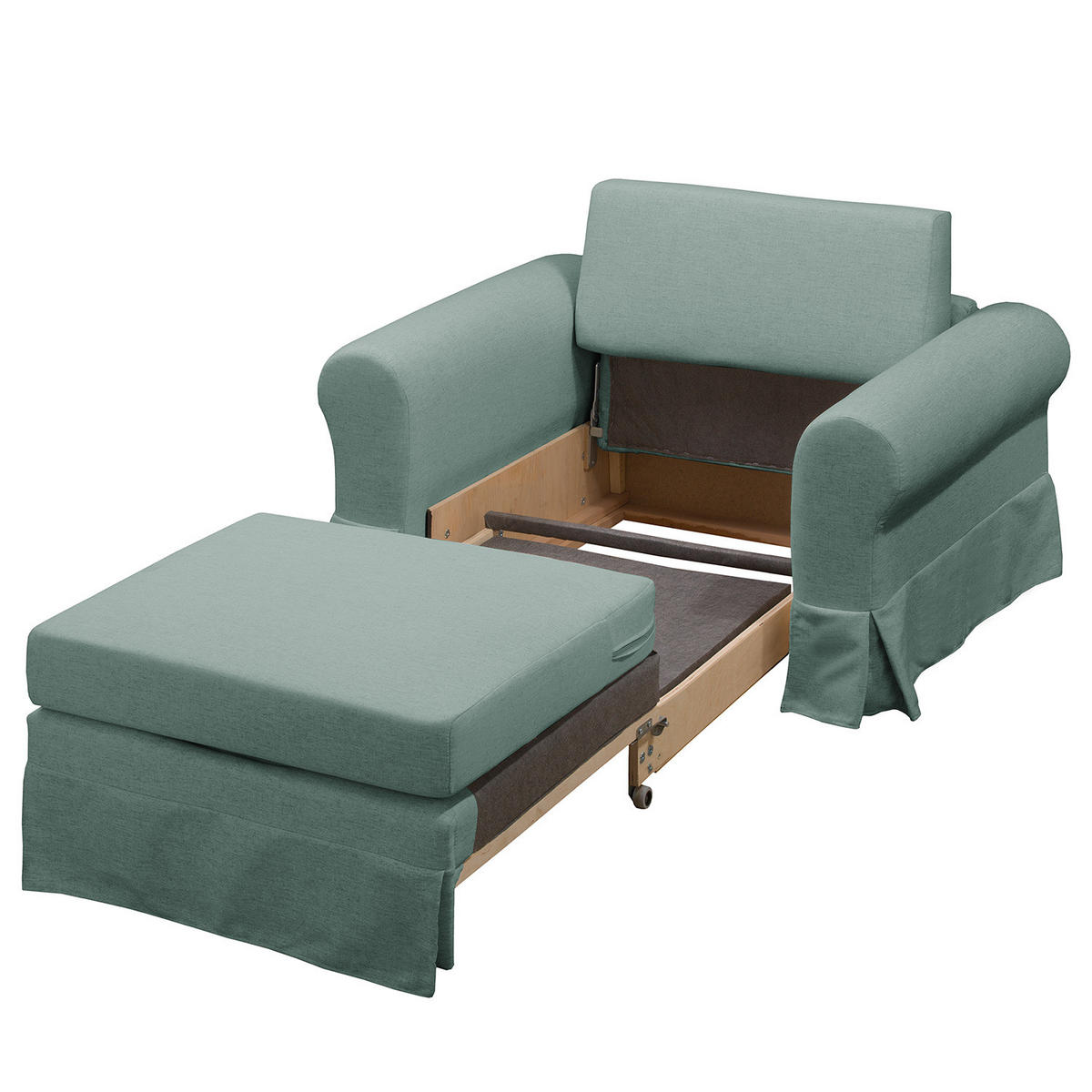 SCHLAFSESSEL mit Husse - Mintgrün/Grau, Textil (125/90/90cm) - home24