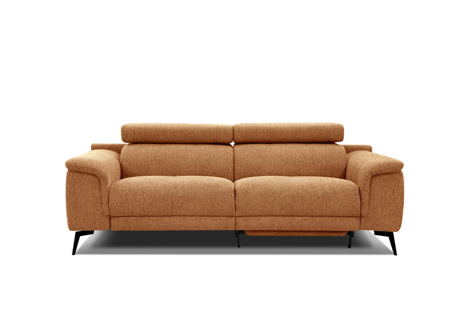 RELAXSOFA FIERO 3-Sitzer mit 1 Relaxfunktion, orange - Schwarz/Orange, Holzwerkstoff/Textil (212/82/103cm) - Courtois Laville