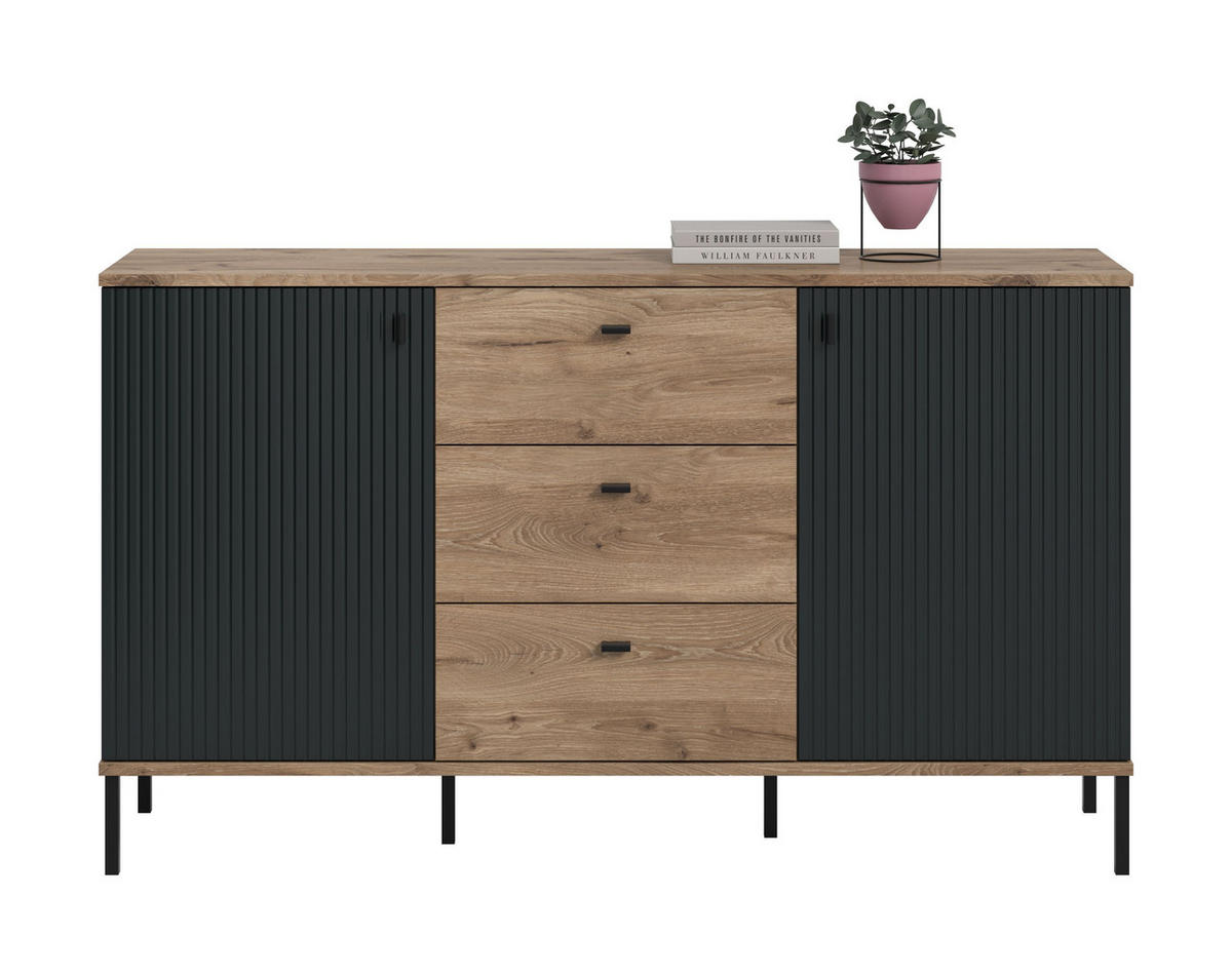 SIDEBOARD Chess schwarz 154/41/89 cm - Braun, Holzwerkstoff (154/89/41cm) - Xonox