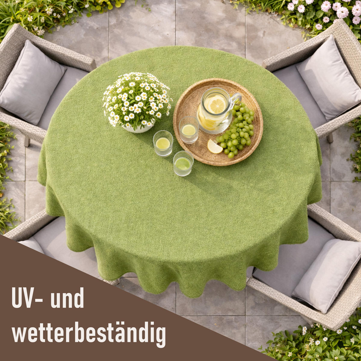TISCHDECKE Garten Weichschaum Ø160cm - Hellgrün - Hellgrün, Kunststoff (160/160cm) - Bestlivings
