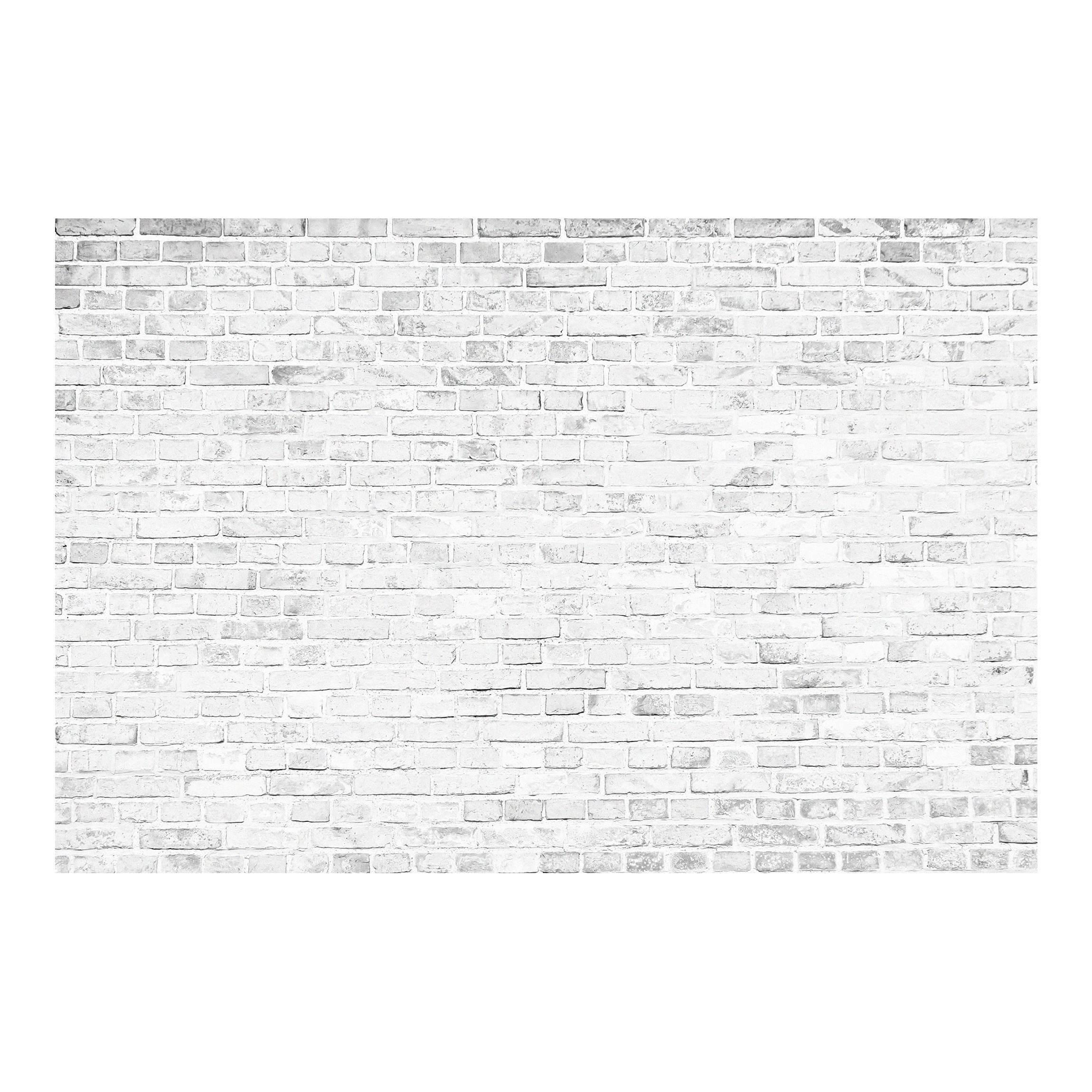 FOTOTAPETE Weiße Backstein Mauer 384/255 cm - Weiß, Papier (384/255cm) - Bilderwelten