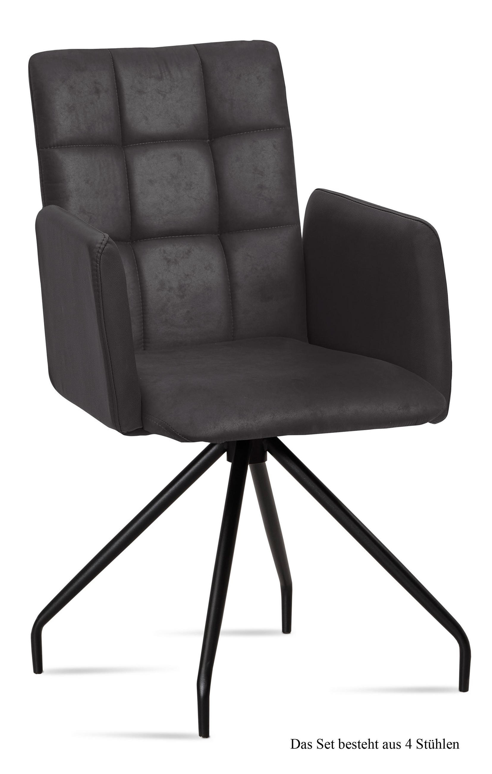 ARMLEHNSTUHL (4er-Set) Devina 52x91x60 Schwarz/Anthrazit - Anthrazit/Schwarz, Kunststoff (60/91/52cm) - 58aufmkessel
